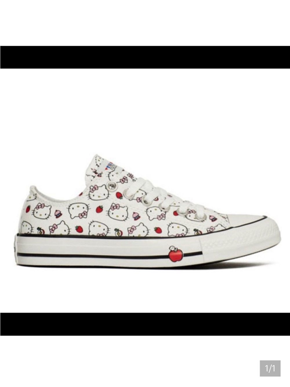 Converse Hello Kitty White women’s Canvas Sneakers with Pink & Red Cartoon Print